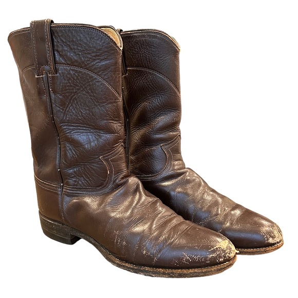 Justin Boots Other - JUSTIN Roper Brown Leather Mid Calf Riding Boots Mens 3132 Made in USA Size 10.5